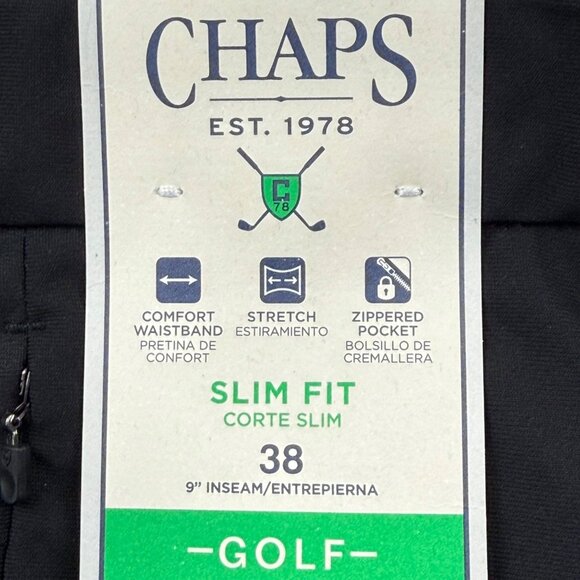 Chaps Golf Men's Slim Fit Black Onyx Stretch Shorts Size 38 Comfort Waistband NW - Picture 5 of 11